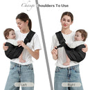 Baby Sling Carrier, Toddler Carrier Sling with Double Safety Buckle and Adjustable Shoulder Strap(7-30lbs), Baby Carriers One Size Fits All, Black by TinyTreasures Baby Boutique