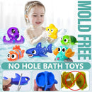 No Hole Mold Free Baby Bath Toys for Kids Ages 1-3,Water Toys for Babies and Toddlers,Ocean Animal Bath Toys for Bathtub,Shower,Beach, Pool,Water Table,Boys Girls Gifts with Storage Bag by TinyTreasures Baby Boutique