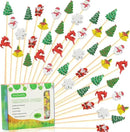 Christmas Cocktail Picks Toothpicks Fruit Dessert Sticks Food Sandwich Appetizer Charcuterie Skewers for Xmas Tree Snowman Elk Snowflake Christmas Decorations Themed Party Supplies, 5", 100 Count by CozyNest Decor