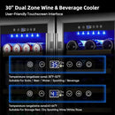 Wine and Beverage Refrigerator 30 Inch, Beverage Fridge Dual Zone with Upgraded Cooling, Wine Beverage Cooler Built-in or Freestanding, 30 Bottles and 110 Cans Large Capacity by CozyNest Decor