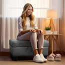 Ottoman Rectangular Storage Ottoman Bench, Faux Leather Footrest, Coffee Table, Stool Footstool with Hinged Lid for Living Room, Bedroom, Entryway, Gray, 28.5"x19"x17.5" by CozyNest Decor