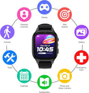 PlayZoom 4 Kids Smartwatch – 1.83” Color Touchscreen, 25+ Games, Selfie Camera, Audiobooks, Songs, Step Tracker, Parental Controls, Waterproof, for Ages 4-12 (Black) by TinyTreasures Baby Boutique