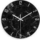 Big Wall Clock for Living Room Decor Marble Glass Wall Clock Battery Operated 16 Inch Black Wall Clocks Non Ticking by CozyNest Decor