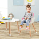 BABY JOY Convertible Baby High Chair, 3 in 1 Wooden Highchair/Booster/Chair with Removable Tray, Adjustable Legs, 5-Point Harness, PU Cushion and Footrest for Baby, Infants, Toddlers (Pink) by TinyTreasures Baby Boutique