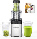 AMZCHEF Cold Press Juicer, Juicer Machines - 3.1" Large Feed Chute for Whole Fruits & Vegetables, Stainless Steel Slow Masticating Juicer Easy to Clean, Large Auger, Double Strainers, Silver by CozyNest Decor
