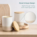 vancasso Sabine Large Ceramic Canister Set with Airtight Wood Lids - 2-Piece Kitchen Food Storage Jars for Flour, Sugar, Coffee & Tea (74 oz Each) - Big Capacity Countertop Jars by CozyNest Decor