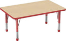 FDP Rectangle Activity School and Classroom Kids Table (30 x 48 inch), Chunky Toddler Legs, Adjustable Height 15-24 inches - Maple Top and Red Edge by CozyNest Decor