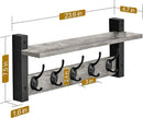 Sorbus Coat Hooks Wall Mount with Shelf – 24 Inch Coat Rack Wall Mount with 5 Heavy Duty Hooks – Floating Wall Shelf with Hooks for Entryway, Bathroom, Bedroom, Kitchen, or Mudroom (Gray) by CozyNest Decor