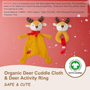Organic Cotton Stuffed Animal Rattle Baby Toys, Plush Deer Cuddle Cloth and Hand Grip Ring Rattles Plush Toy Set for Newborns Infant Boys Girls, 2 PCS by TinyTreasures Baby Boutique