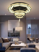 Flashing God Dia 32" Modern Crystal Chandelier Crystal Black Ceiling Light Fixtures LED Flush Mount Ceiling Light for Living Room Bedrooms Dining Room Dimmable 2700k- 6000k by CozyNest Decor
