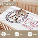 Custom Name Crib Bedding Set - Pink Leopard Theme, Personalized Nursery Bedding 3-Piece Set– Soft Blanket, Fitted Sheet, Changing Pad Cover – for Newborns Girls Nursery Gifts by TinyTreasures Baby Boutique
