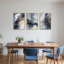 Blue and Gold Framed Canvas Wall Art Set, Mid-Century Modern Abstract Wall Decor, Navy Blue Ink Wash Painting, Neutral Art Print for Living Room, Bedroom, Dining Room, Office - 16"x24"x3 by CozyNest Decor