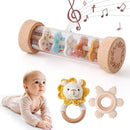Youuys Wooden Baby Rattle Set (3pcs) - Crochet Rattle Rain Stick Teething Toys, Wooden Montessori Toy for Newborn Infant Baby Rattles Set Toys 3-6-12 Months(Lion) by TinyTreasures Baby Boutique
