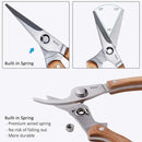 BUGUI Wood Handle Garden Shears, Long Straight Tip, All Steel Construction, Sharp, Well Designed Garden Scissors, 8" by GreenHaven Gardens