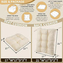 BUYUE Chair Cushion Set for Rocking Chair, Back Pillow & Seat Cushion with Ties, Original Woven Fabric Non-Slip Chair Pads for Elderly Sitting, Beige by CozyNest Decor