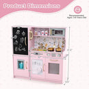 HONEY JOY Kids Kitchen Playset, Wooden Little Chef Pretend Toy Kitchen Set w/Chalkboard, Telephone, Utensils, Oven, Microwave, Sink, Storage, Play Kitchen for Toddlers Boys Girls, Pink Flower by TinyTreasures Baby Boutique