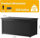 320 Gallon Resin Deck Box, Waterproof Outdoor Storage Bin for Patio Furniture, Pool Accessories, and Garden Tools, Lockable & UV-Resistant, Black by CozyNest Decor