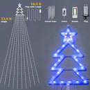 Outdoor Christmas Decorations Star String Lights 420 LED Waterproof Waterfall Lights with Christmas Tree Topper, 8 Lighting Modes Tree for Yard Patio Garden Party (Blue) by GreenHaven Gardens