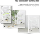 4NM 2 Tiers No-Assembly Folding Bookshelf with Wheels, Portable Rolling Storage Bookcase & Compact Side Table for Living Room, Bedroom, Kitchen, Bathroom (All White) by CozyNest Decor