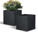 SUNNYPARK Set of 2 Large Square Planter with Removable Liner, All-Weather PE Rattan Modern Planters Indoor Outdoor Flower Plant Pots Garden Box Patio Yard Front Porch Deck by CozyNest Decor