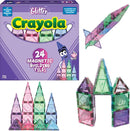 CreateOn Crayola Glitter Magnetic Tiles, Building Set for Kids, Magnetic Tiles, Kids’ Building Toys, STEM & Montessori Toys for Boys and Girls Ages 3+, 24-Piece Set (Glitter) by TinyTreasures Baby Boutique