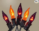 12.8Ft Halloween Decorations - Indoor/Outdoor Flickering Flame String Lights, Orange & Purple, 12 Pack C7 Flame Lights Bulbs by GreenHaven Gardens