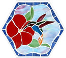 Bieye MSS003 Tiffany Style Stained Glass Mosaic Decorative Stepping Stone for Garden Decor (13" Hexagonal, Hummingbird) by CozyNest Decor
