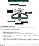 WEMADE Heavy Duty Metal Pulsating Sprinklers for Yard - 360 Degree Roating Automatic Water Sprinkler for Lawn with Metal Base, Impact Sprinklers for Large Area Covers Up to 85‘ Diameter by GreenHaven Gardens