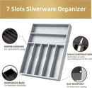 Silverware Organizer 13 Inch Gray Bamboo Kitchen Drawer Organizer 7 Slots Utensil Organizer Silverware Holder Cutlery Organizer Flatware Tray (Large) by CozyNest Decor