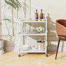 HITNET White Bar Cart, Home Bar Serving Cart, Kitchen Trolley on Wheels with Storage, 3 Tier Rolling Beverage Cart for Living Room Kitchen Home Office by CozyNest Decor