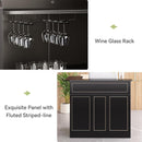 L-Shaped Home Bar Cabinet With Stemware Racks, 4 Tier Corner Unit, Liquor Wine Bar Table & Reception Desk For Home Pub - Black by HouseOfZazla