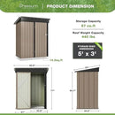 Greesum Outdoor Storage Shed 5 x 3 ft. Utility Tool Shed Metal Storage Garden Shed with Door & Lock for Patio Storage, Brown by GreenHaven Gardens