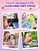 Baobrava Foil Art Fun Kit for Kids - DIY Toy Unicorn Princess Foil Art Craft Activity for Kids, Foam Stickers Fun Craft Kits & Supplies, Creative Christmas Birthday Gifts Travel Toys for 4 and Up by TinyTreasures Baby Boutique