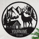 Personalized Deer Forest Name metal Signs,Custom Shed Metal Wall Decor,Black Deer Metal Wall Art Decor,Deer Home Metal Signs Plaques,Outdoor wall Decorative Signage (Style B) by CozyNest Decor