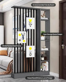 Wall Room Divider, Storage Cabinet Storage Display with Shelves, Modern Freestanding Wood Room Divider Screen, Wall Privacy Screens for Home Decorative (Grey+Black,47" L x 9.5" W x 79.5" H) by CozyNest Decor