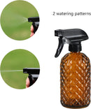 12Oz Glass Plant Spray Bottle, Gem Pattern Glass Sprayer, Watering Can with Black Plastic Top Pump, Handheld Watering Can for Indoor Outdoor Potted Plants and Greenery (Amber) by GreenHaven Gardens