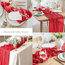 6 Pack Red 10FT Cheesecloth Table Runner Rustic Gauze Fabric Cheese Cloth Table Runner for Wedding Bridal Baby Shower Table Decor Boho Sheer Birthday Party Table Decorations 20 x 120 Inch Long by CozyNest Decor