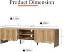 ORRD 63'' TV Stand, Modern TV Console Table Wave Panel Television Stands Entertainment Media Center with Storage Compartment and Sliding Door for Living Room (Natural) by CozyNest Decor