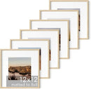 HAUS AND HUES Solid Oak Wood 12”x12” Picture Frames Matted to 8”x8” Set of 6 - Photo Gallery Wall Frames 12x12, Wood Picture Frames with Mat, 12x12 Gallery Wall Set (Beige Oak Frames) by CozyNest Decor