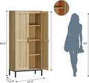 Tall Storage Cabinet, Kitchen Pantry Cabinet with 2 Doors & Adjustable Shelves for Laundry Room, Living Room, Entryway,Bathroom,Natural by CozyNest Decor