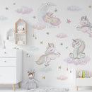 Unicorn Wall Decals by Lipastick - Vibrant Glitter Moon, Stars, Cloud Stickers for Girls Bedroom, Baby Nursery, Kids Room, Birthday Party Decor Art- Wall Stickers for Girls Room by TinyTreasures Baby Boutique
