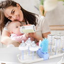 Portable Baby Bottle Brush Set - 7 in 1 Baby Bottle Cleaner Kit, Baby Travel Essential Bottle Washing Kit with Silicone Bottle Brush, Nipple Brush, Straw Brush, Drying Rack for Home and Travel (Blue) by TinyTreasures Baby Boutique