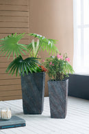 9.4x9.4x18.1' Cement Planter Large, Indoor Outdoor Garden Functional Decor by HouseOfZazla