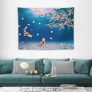 Japanese Koi Fish Tapestry, Cherry Blossoms Asian Oriental Blue Floral Branch Koi Fish Carp Tapestries Wall Hanging for Bedroom Living Room Office Decor 40"x30" by CozyNest Decor