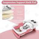 Foldable Baby Bathtub, Lightweight Bathtub for Infants to Toddlers with Soft Cushion & Thermometer, Portable Baby Tub Newborn to Toddler 0-36 Months(Pink) by TinyTreasures Baby Boutique