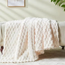 NEWCOSPLAY Super Soft Twin Blanket Ivory Premium Silky Flannel Fleece 3D Clouds Stylish Jacquard Lightweight Bed Blanket All Season Use 350GSM (Ivory, Twin(60"x80")) by CozyNest Decor