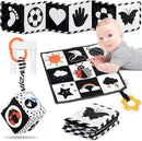 SAMMAS Black and White High Contrast Baby Toys 0-3 Months for Newborn Toys Infant Sensory Soft Book Infant Tummy Time Toys for Brain Development Montessori Learning Activities for Babies(3 Pcs) by TinyTreasures Baby Boutique