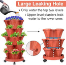 DUNCHATY Stackable Planters 5 Tier Vertical Garden Planting Tower Planters Strawberry, Herb, Flower, and Vegetable Planter Indoor Outdoor Gardening Pots with Removable Wheels and Tools by GreenHaven Gardens
