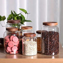 Large Glass Jar with Airtight Lid Set of 2 93 FL OZ(2750ml) glass canister set, Glass Food Containers Wooden Lid Suit for Kitchen Pantry for Flour, Tea, Coffee Beans, Sugar, Cookies(8.8 inch high) by CozyNest Decor