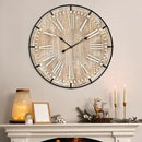 Farmhouse Wall Clock 30 Inch - Rustic Wood Metal Decor, Silent Sweep, Battery Operated for Living Room Kitchen Office, Brown by CozyNest Decor